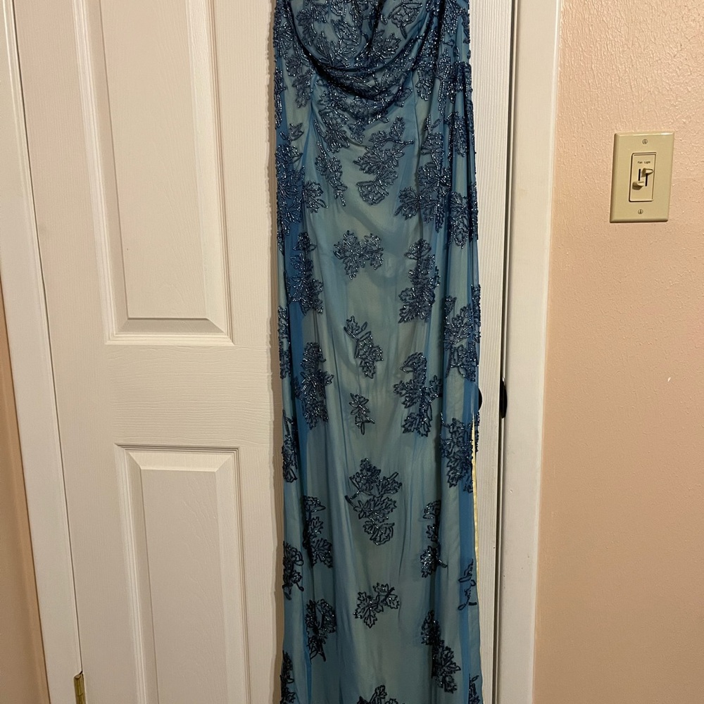 Elegant Blue Lace Gown